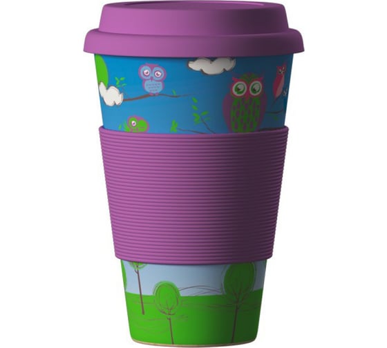 Изображение товара Стакан из бамбукового волокна Areon ЭКО BambooCup, СОВЫ, 400 мл 280-367