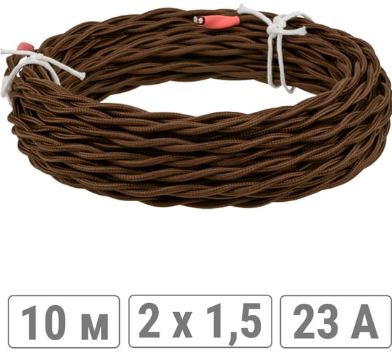Изображение товара Ретро провод TDM ELECTRIC "Эко" 2x1,5 витой ГОСТ коричневый (10м) SQ2801-0321