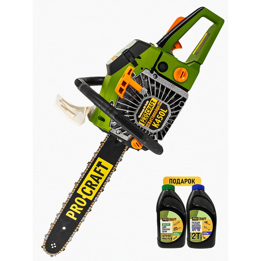 Изображение товара Бензиновая ручная пила PROCRAFT K450L 52 см³ 45 см шина полупрофессиональная