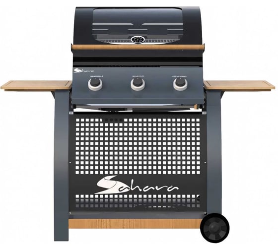 Изображение товара Газовый гриль-барбекю Sahara "S350" 3 горелки + боковая полка и смотровое окном 5391535340750