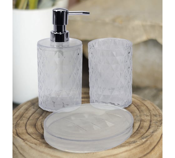Изображение товара Набор для ванной ND Play Diamond (диспенсер, стакан, мыльница) 308392