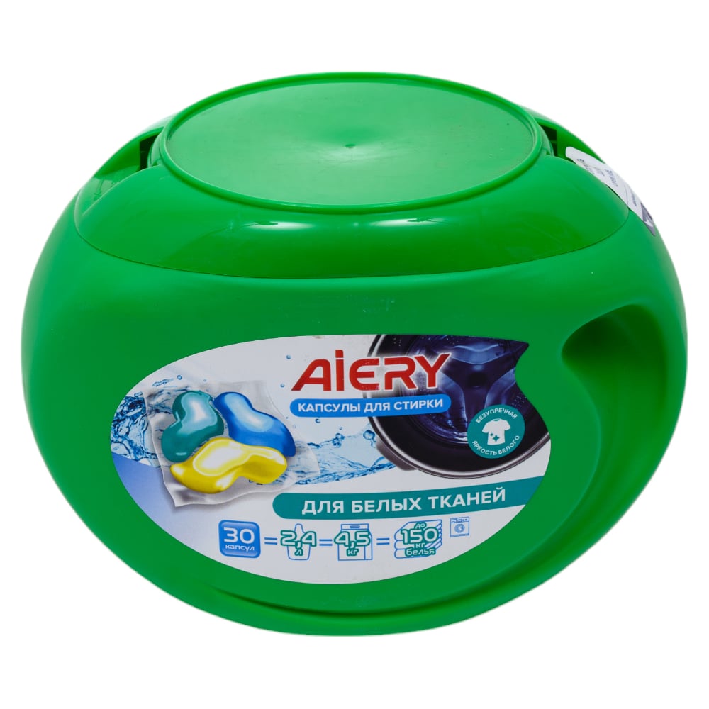 Изображение товара Капсулы для стирки Aiery White 30 шт х 13 г универсальное средство