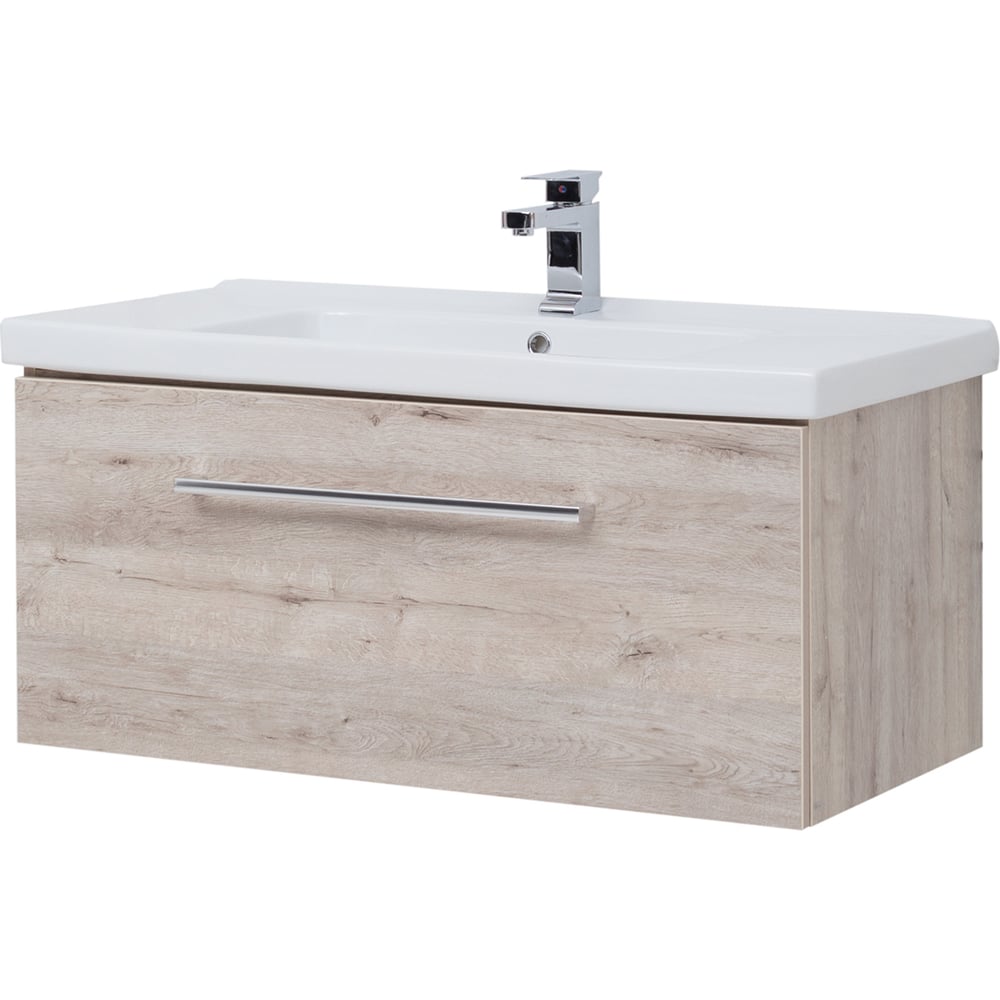 Изображение товара Подвесная тумба с раковиной Dreja BIG INN 80 см дуб кантри керамическая белая