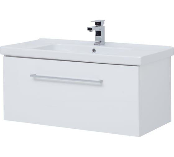 Изображение товара Подвесная тумба с раковиной Dreja BIG INN, 100 см, 1 ящик, белый глянец - 77.0205W-641259 77.0205WK