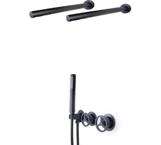 Изображение товара Встраиваемый душевой комплект BRONZE DE LUXE (душ 3 форсунки 2 шт) LIBERTY, черный матовый 5011B-F