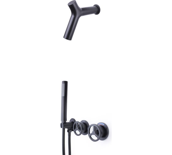 Изображение товара Встраиваемый душевой комплект BRONZE DE LUXE (душ с L-форма) LIBERTY, черный матовый 5011B-P