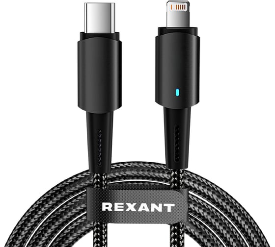 Изображение товара Кабель REXANT Type-C – Lightning, 3А, 1м, со световой индикацией 18-7069