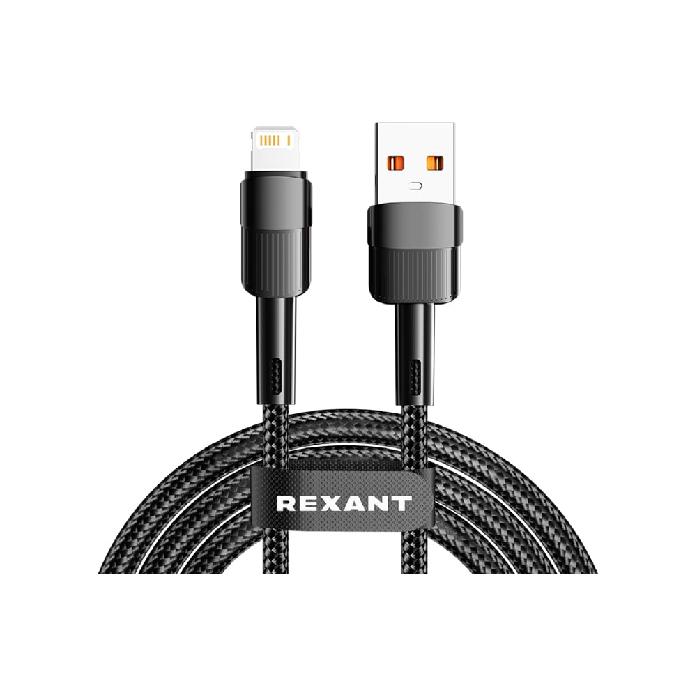 Изображение товара Кабель REXANT USB-A - Lightning для Apple 1м из нейлона, быстрая зарядка