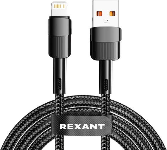 Изображение товара Кабель REXANT USB-A – Lightning для Apple, 2,4А, 1м, черный 18-7060