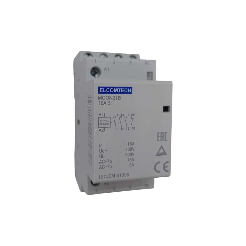 Изображение товара Модульный контактор ELCOMTECH MCON21B 16А 230В IP20 DIN-рейка