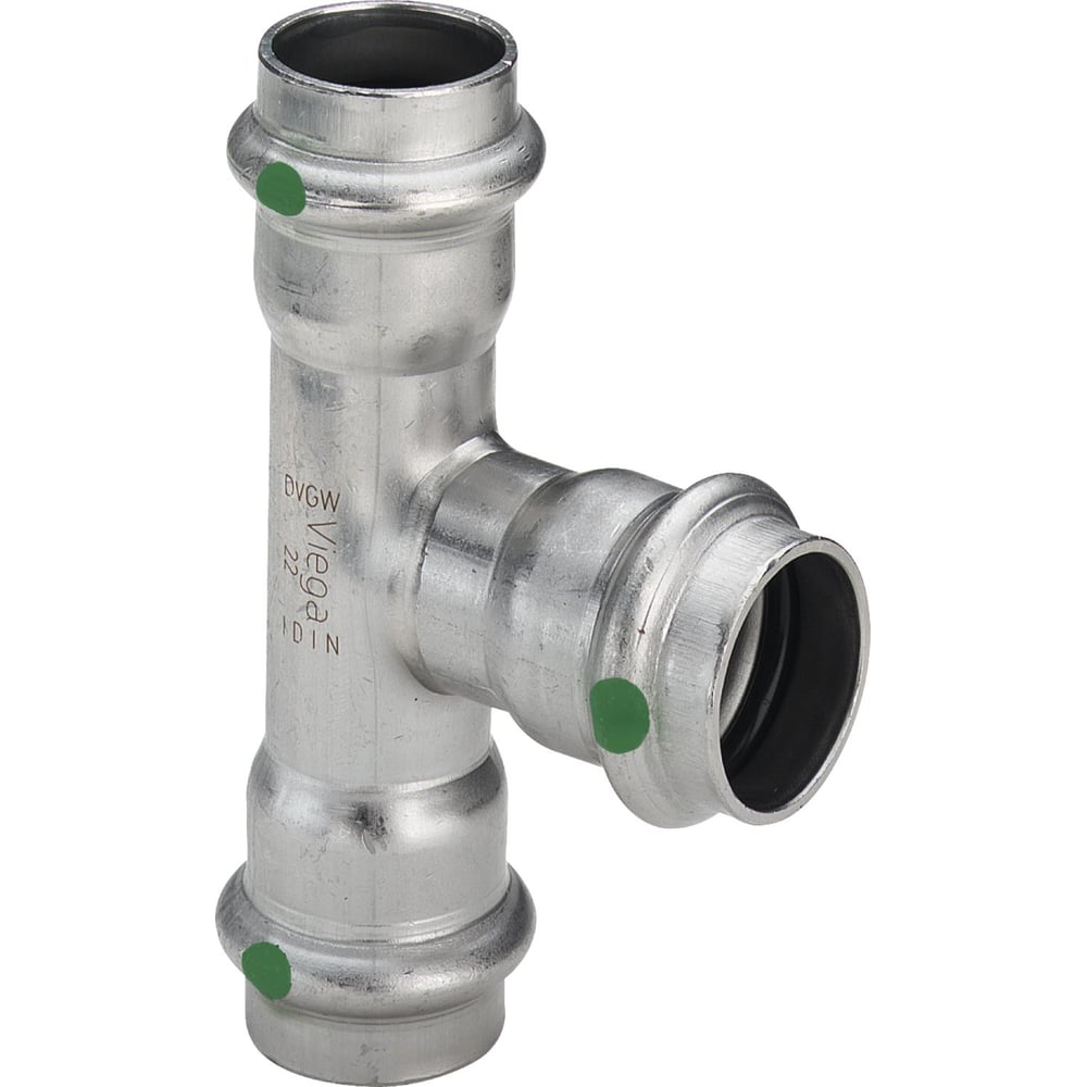 фото Тройник viega sanpress inox, с sc-contur, нержавеющая сталь, 35х28х35 мм 436018