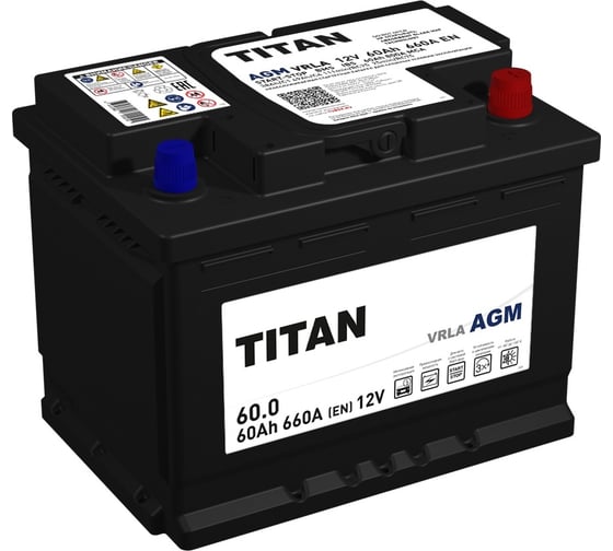 Изображение товара Аккумулятор TITAN AGM 60.0 VRLA (О.П.) 660А 242x175x190 4610082702080