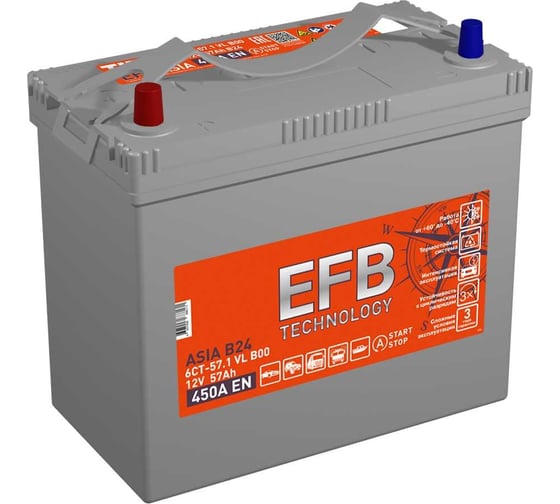 Изображение товара Аккумулятор TITAN ASIA EFB 57.1 VL B00 (П.П.) 450А 236x128x223 4607008888171