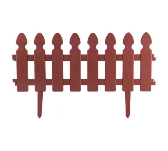 Изображение товара Забор декоративный штакетник Park L=2м H=21см 4шт по 50см и 8 ножек терракотовый 999143