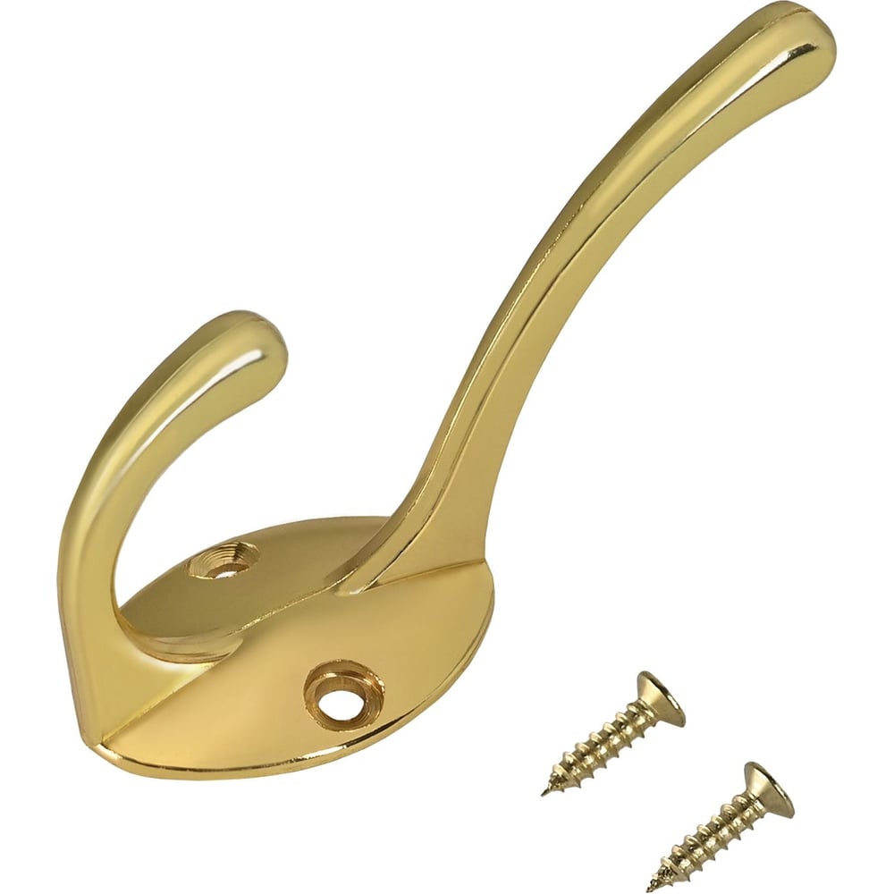Изображение товара Крючок-вешалка Стандарт 603 GP золото саморезы 2 рожка европакет