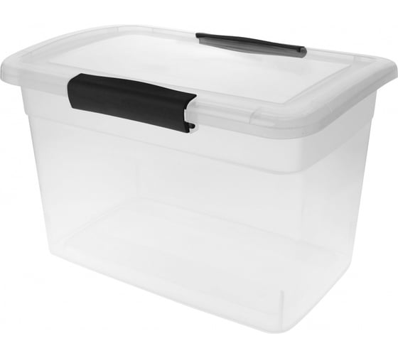 Изображение товара Ящик Blocker п/п 370х274х222 14л. для хранения, с крышкой, на клипсах цв. прозрачный кристалл 36188