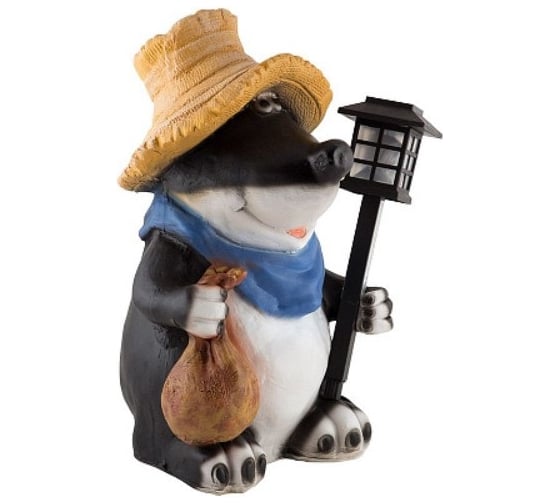 Изображение товара Садовая фигурка Park Крот с фонарем Н-45см 169339