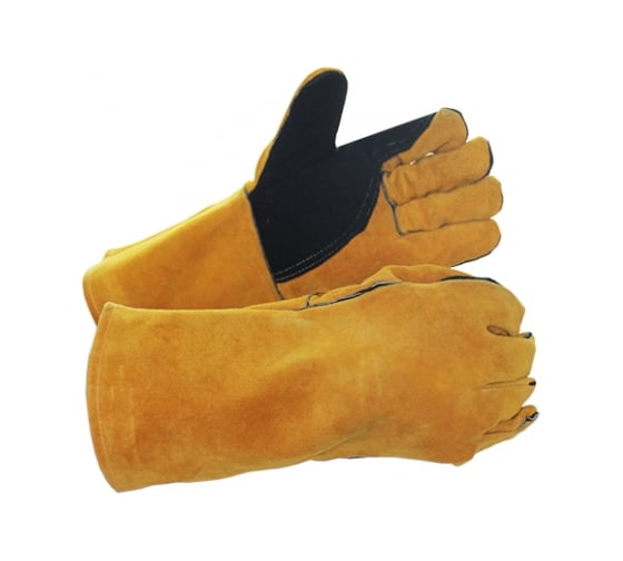 Изображение товара Спилковые краги с усилением пальца и ладони Дока, цвет желтый/черный, АВ, кевлар RXWS6070,14