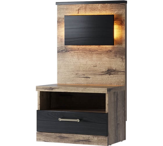 Изображение товара Тумба Anrex прикроватная 1S JAGGER, цвет Дуб монастырский /Черный 661567