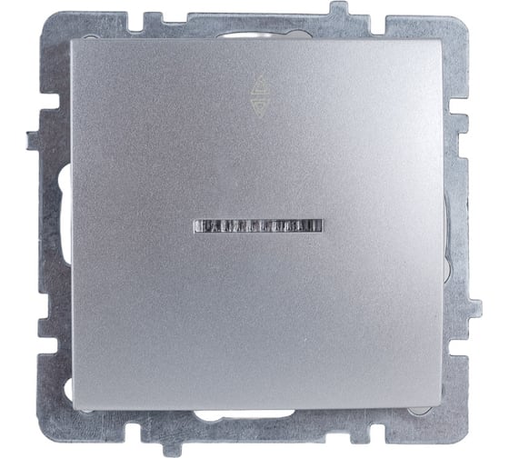 Изображение товара Механизм выключателя NILSON 1СП проходной с подсветкой серебро Touran/Alegra metallic 24130408