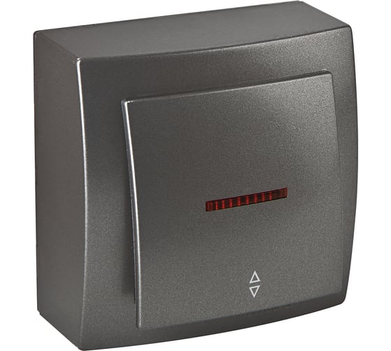 Изображение товара Выключатель NILSON 1ОП проходной с подсветкой антрацит Themis metallic 26161008