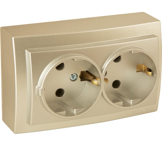 Изображение товара Розетка NILSON 2ОП з/к золото Themis metallic 26151025