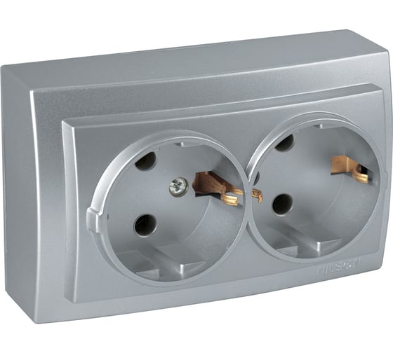 Изображение товара Розетка NILSON 2ОП з/к серебро Themis metallic 26131025