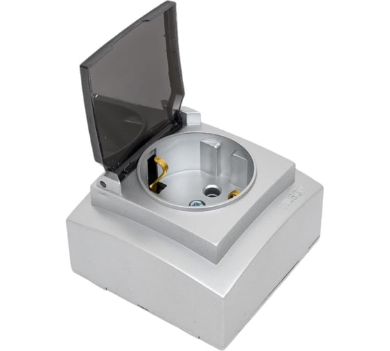 Изображение товара Розетка NILSON 1ОП з/к крышка серебро Themis metallic 26131018