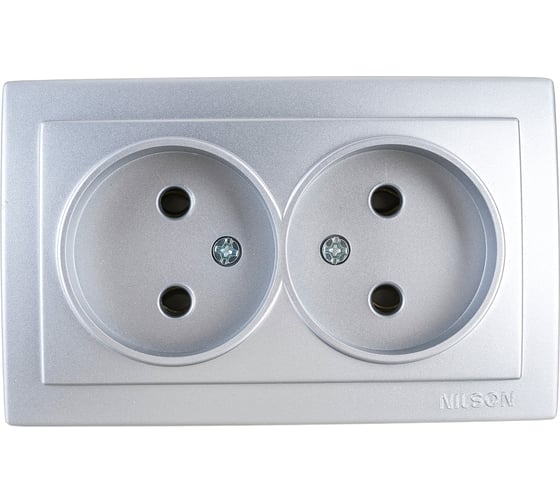 Изображение товара Розетка NILSON 2ОП серебро Themis metallic 26131024