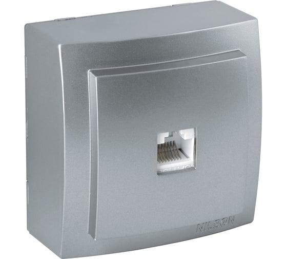 Изображение товара Розетка NILSON 1ОП телефонная САТ3 серебро Themis metallic 26131062
