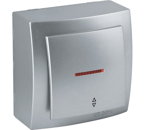 Изображение товара Выключатель NILSON 1ОП проходной с подсветкой серебро Themis metallic 26131008