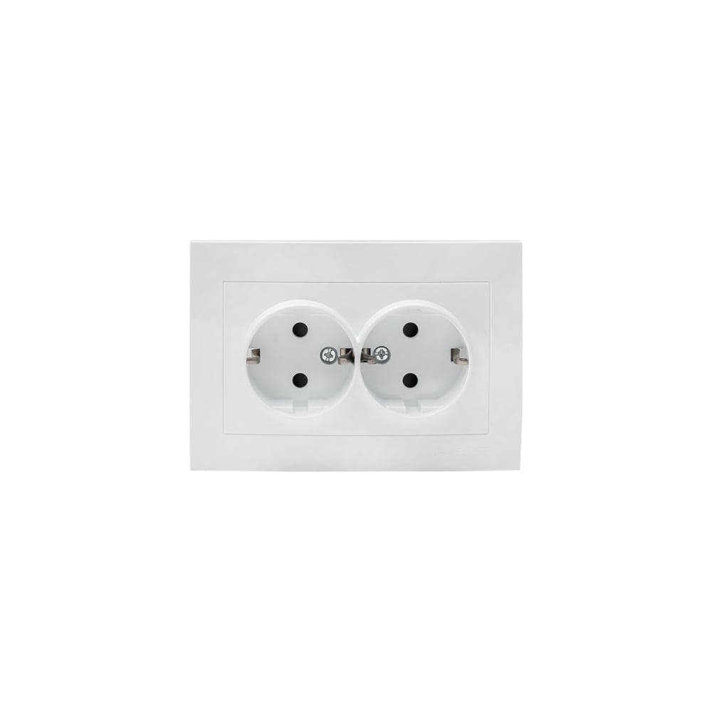 Изображение товара Розетка 2-местная EKF Валенсия с защитными шторками IP44 220В белая