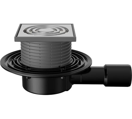 Изображение товара Трап горизонтальный регулируемый Fachmann серии 90 с нержавеющей решеткой, без запахозапирающего устройства, без фланца 04.145