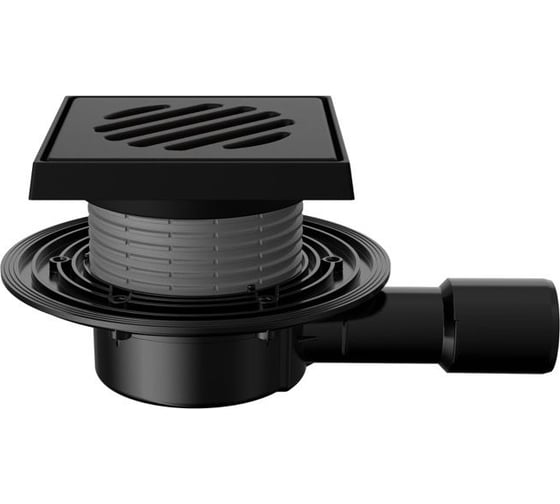 Изображение товара Трап горизонтальный регулируемый Fachmann серии 90 с чугунной решеткой с чугунным подрамником, без запахозапирающего устройства, без фланца 04.153