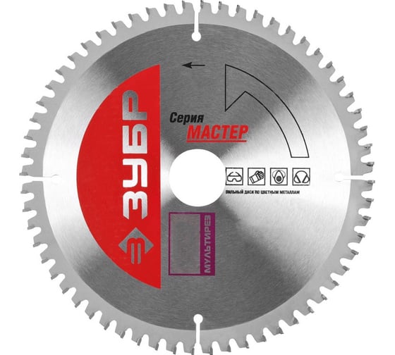 Изображение товара Диск пильный по алюминию Универсальный рез (190x30/20 мм; 60T) Зубр 36916-190-30-60_z01