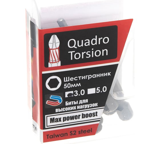 Изображение товара Бита (10 шт; 3х50 мм; 1/4; 6-гранная) Quadro Torsion 440350