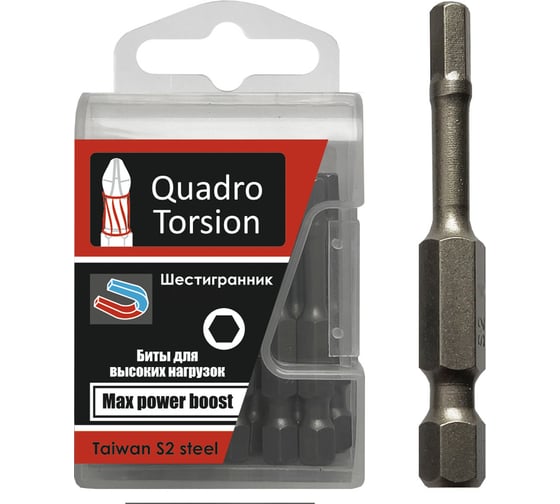 Изображение товара Бита (10 шт; 5х50 мм; 1/4; 6-гранная) Quadro Torsion 440550