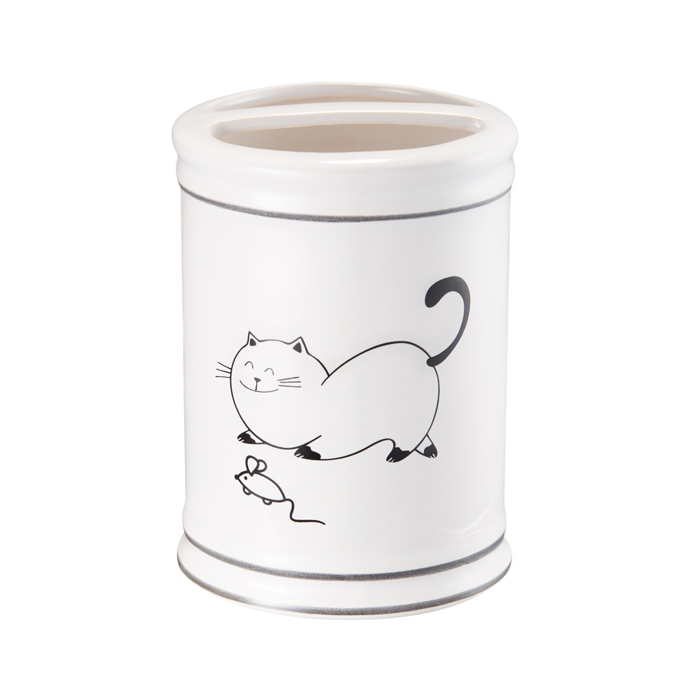 фото Настольный стакан для зубных щёток fora happy cats керамика for-hc042