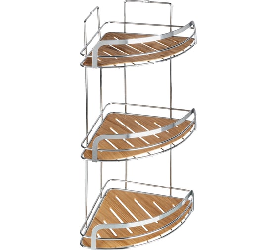 Изображение товара Полка для ванной комнаты Fora Wood угловая, тройная FOR-WOD03-U