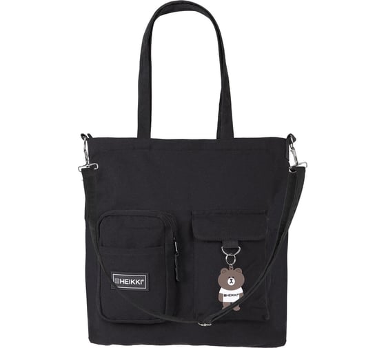 Изображение товара Сумка шоппер HEIKKI Equip (ХЕЙКИ), канвас, карманы, 40x35 см, черный, 272441