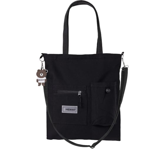 Изображение товара Сумка шоппер HEIKKI Equip (ХЕЙКИ), канвас, карман для бутылки, 40x35 см, черный, 272442