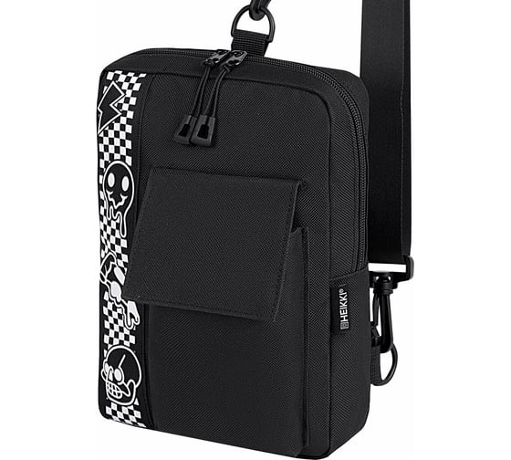 Изображение товара Сумка на плечо HEIKKI Torrent с карманом, Chess emoji, черная, 25x18x3 см, 272638