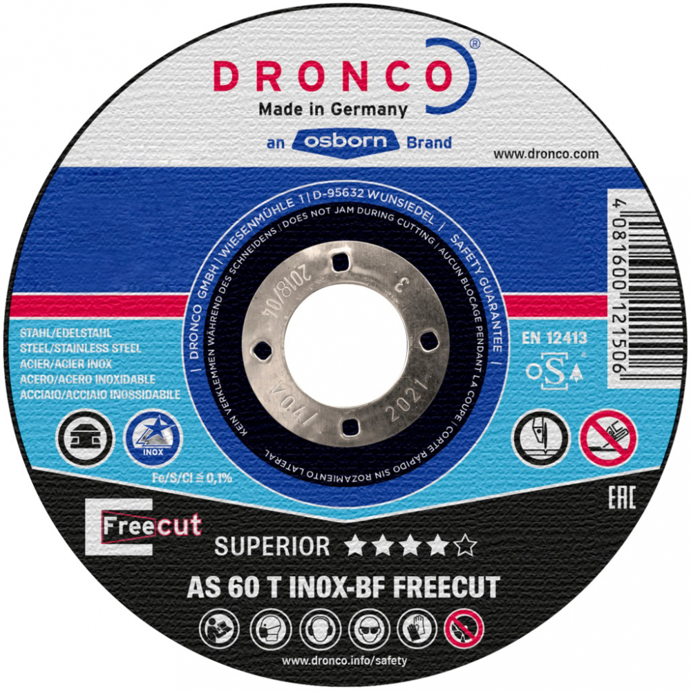 Диск отрезной по нержавейке DRONCO отрезной диск по нержавейке inoxfree as46 230x3 2x22 23 box 10 dronco арт 6900914