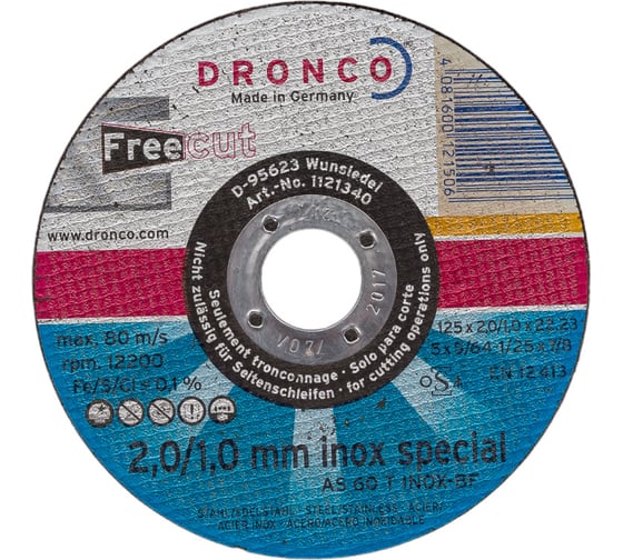 Изображение товара Диск отрезной по нержавейке AS60T FreeCut (125x2/1x22.23 мм) DRONCO 1121340100