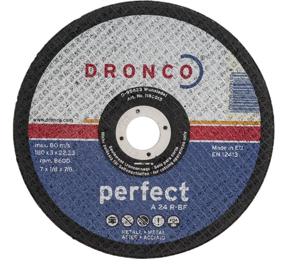 Изображение товара Диск отрезной по металлу Perfect A24R (180x3x22.23 мм) DRONCO 1180015100