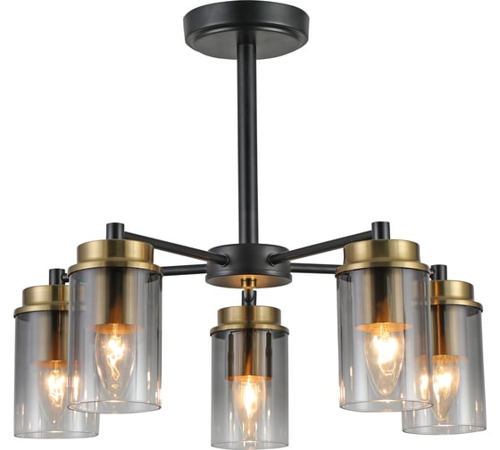 Изображение товара Потолочная люстра Schaffner Milizia 3485-5, цвет черный/бронза. Освещение до 18 кв.м, мощность 200 Вт Milizia 3485-5 BK+CU