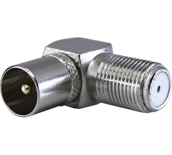 Изображение товара Переходник угловой OXION F гнездо-TV штекер металлический 1 шт., блистер, арт. OX-ADPF007