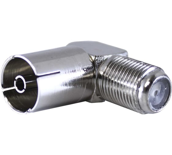 Изображение товара Переходник угловой OXION F гнездо-TV гнездо металлический 1 шт., блистер, арт. OX-ADPF001