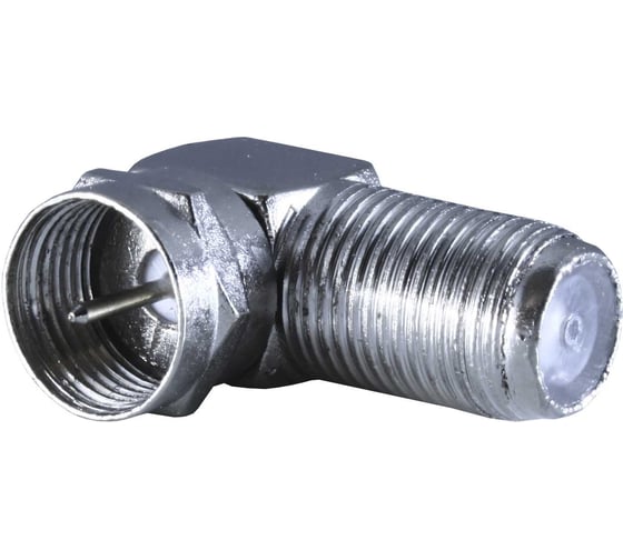 Изображение товара Переходник угловой OXION F штекер-F гнездо металлический, пакет 100 шт., арт. OX-ADPF002PB