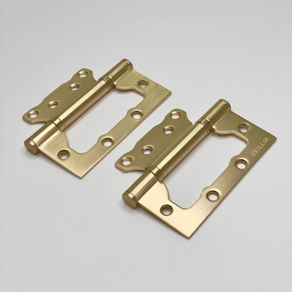 Изображение товара Петля дверная VETTORE FLUSH 100×75×2.5mm сатинированное золото 2 шт